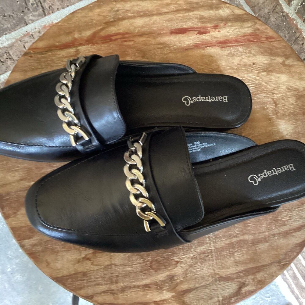 Bare Traps Mules Eleanor Flats Pointed Toe Slides Loafer Shoes Black Size 8